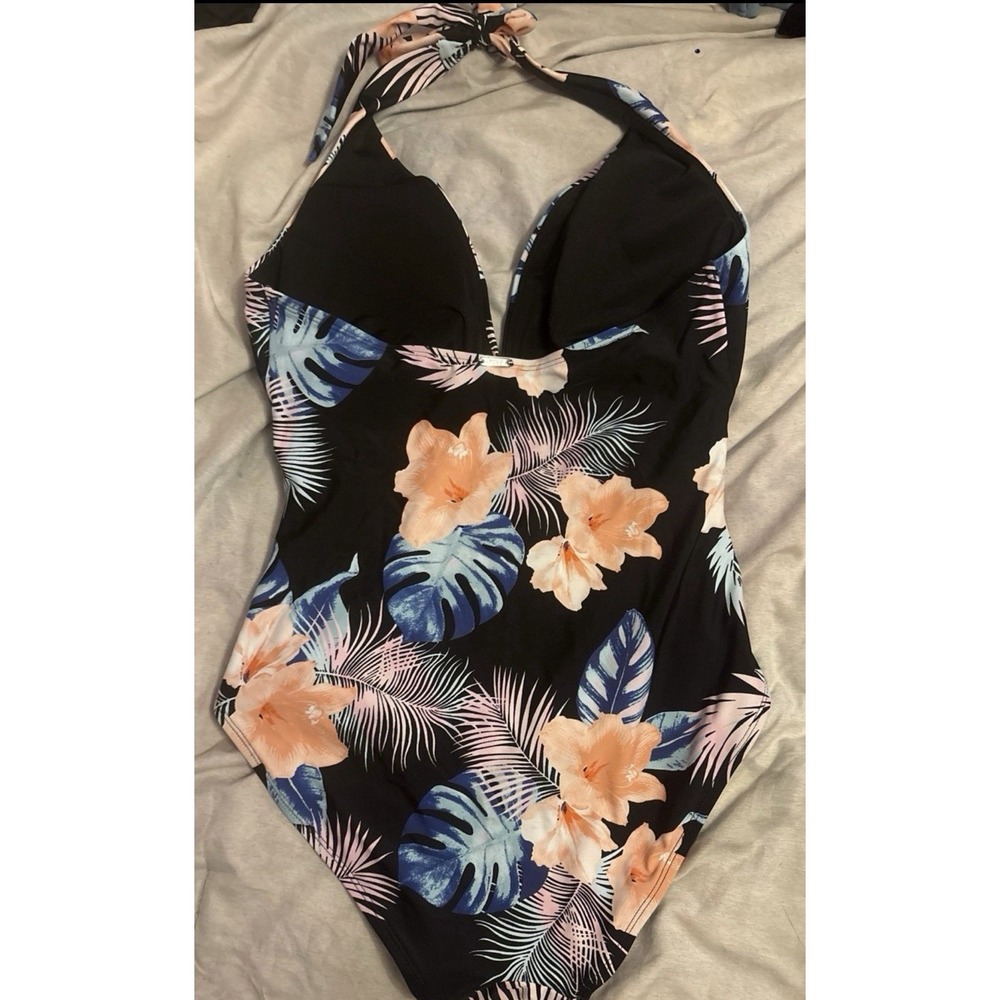 DKNY Size XL Women's One Piece Tummy Control Halter Neckline Swimsuit - Picture 6 of 8